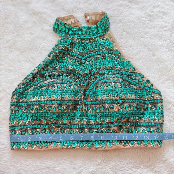 Women evening crop top top with crystals size M - Picture 4 of 6